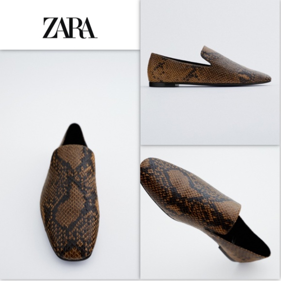 Zara Snake Low Heel Loafers NWT - Picture 2 of 8